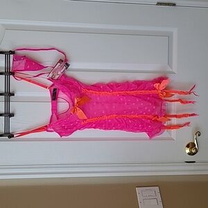 Pink polka dot shear chemise